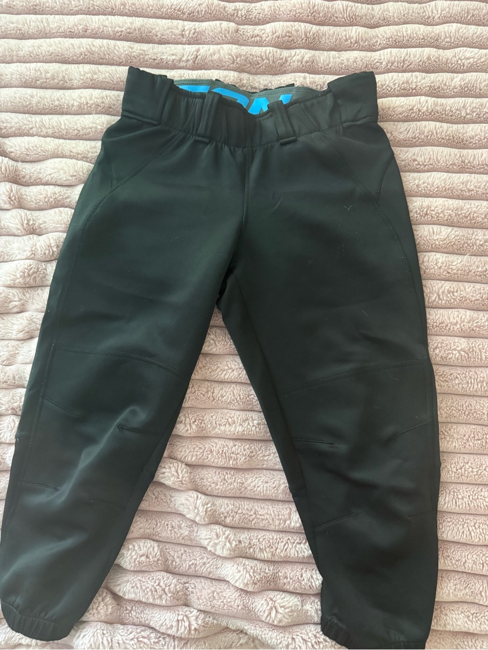 Easton Black Softball Pants with Blue Waistband Accent